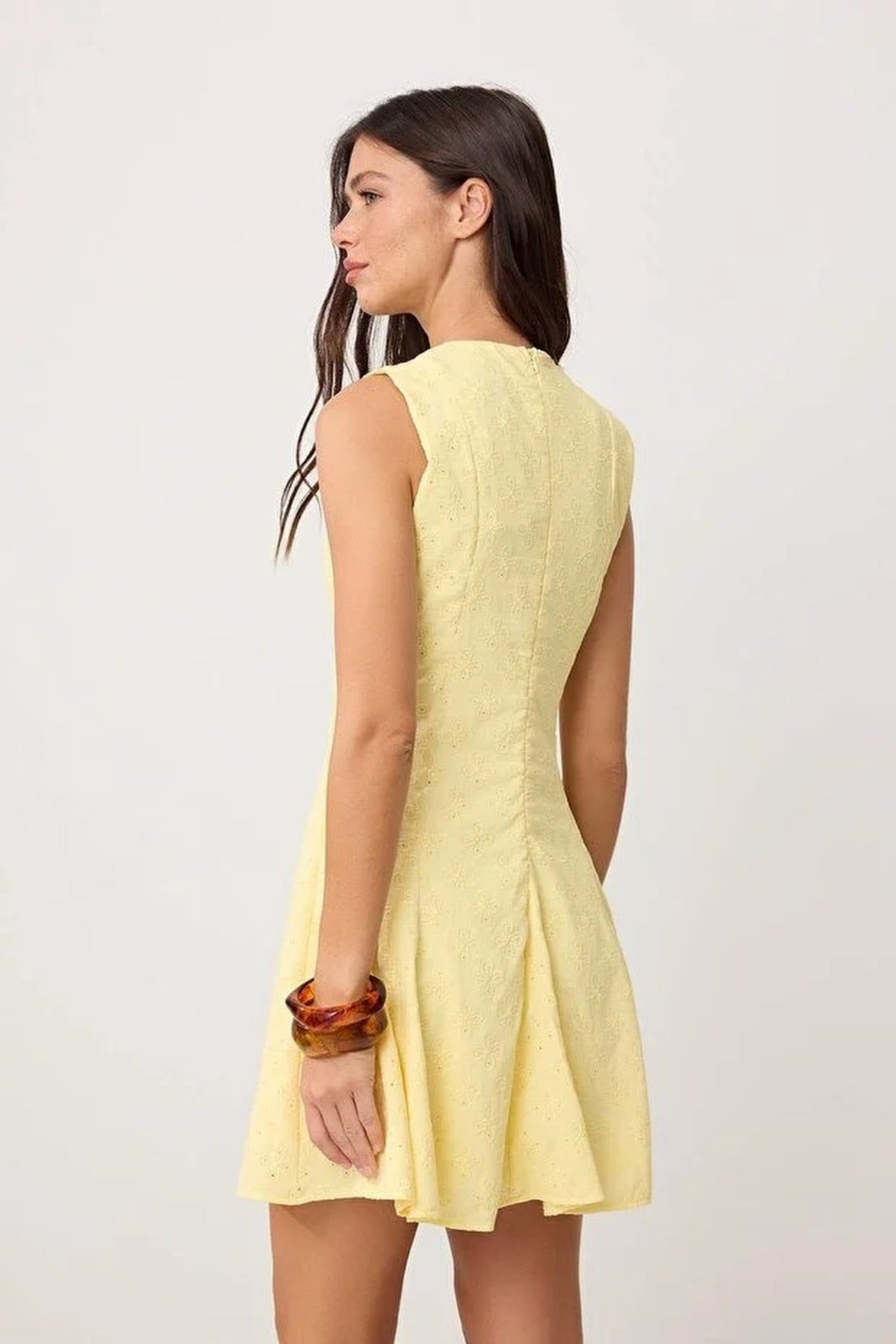 Broderie Anglaise Sleeveless Fit and Flare Mini Dress