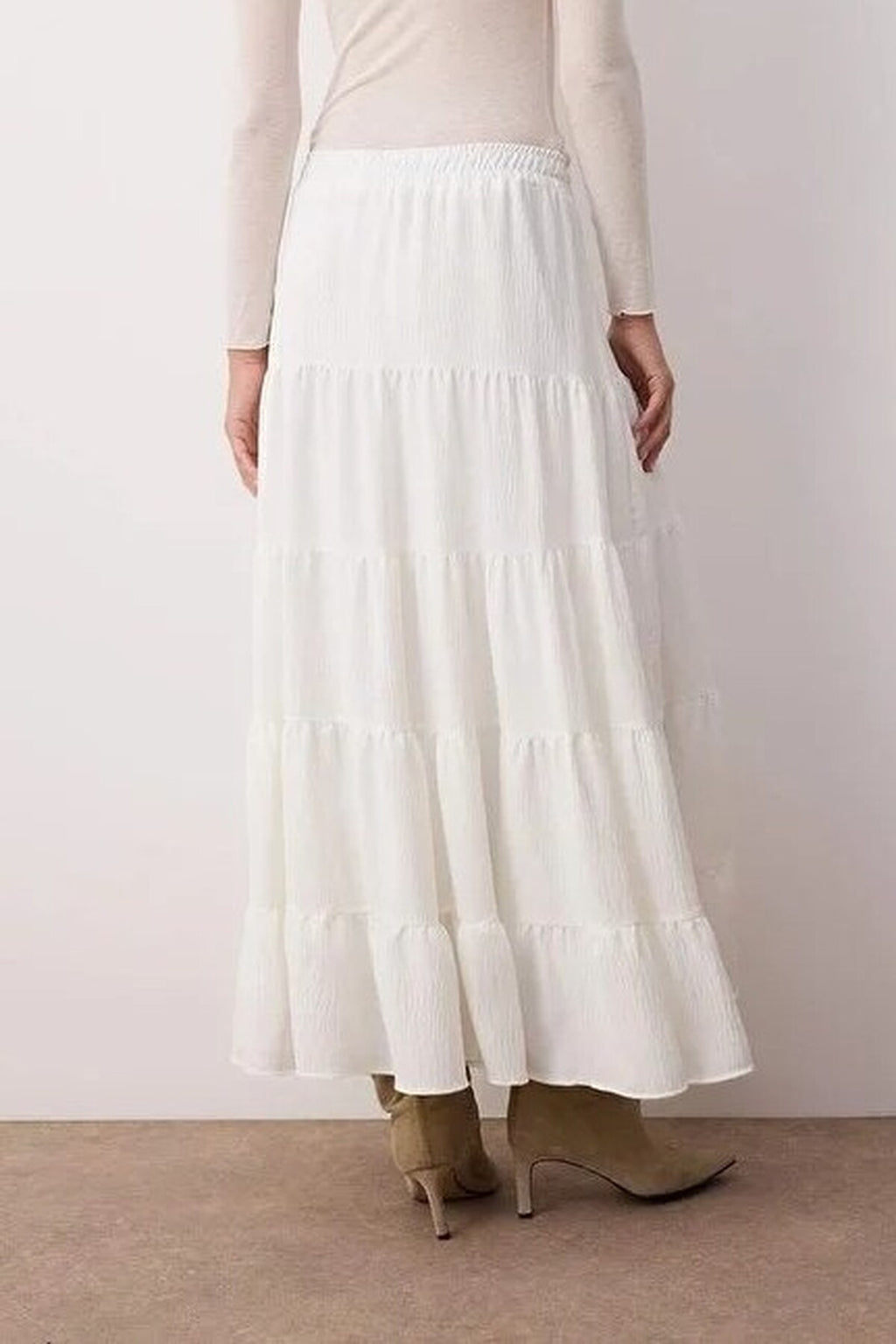 Cotton Textured Fabric Maxi Woven Skirt