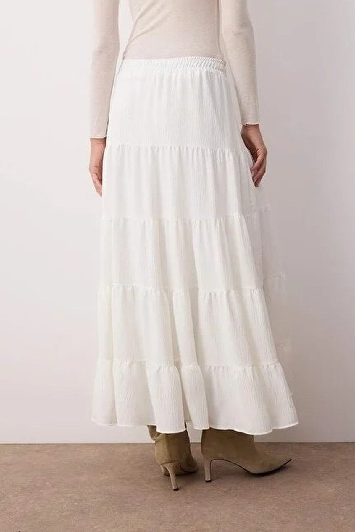 Cotton Textured Fabric Maxi Woven Skirt