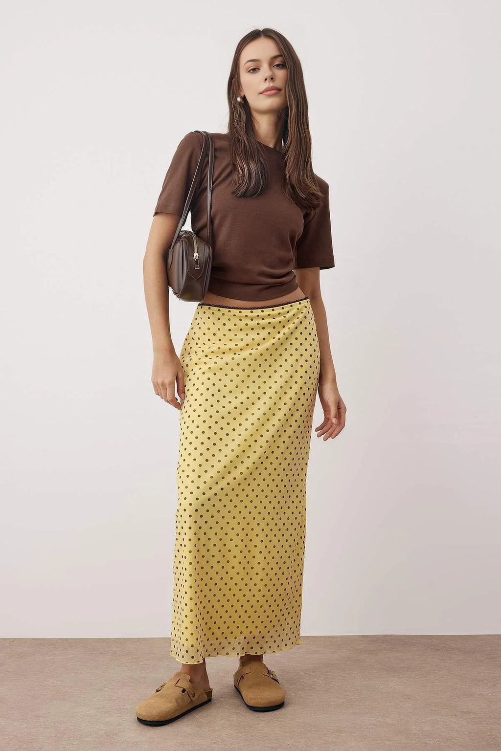 Check Print Tulle Lace Detail Elastic Waist Maxi Skirt