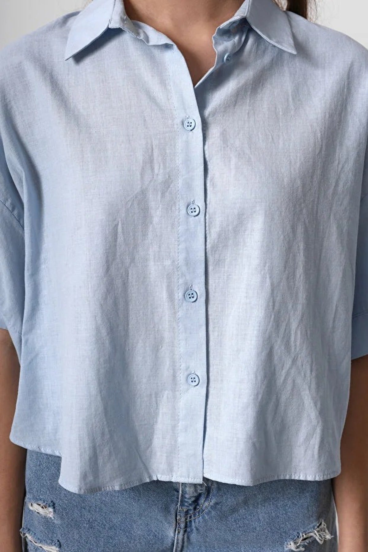 Short-Sleeve Dropped Sleeve Oversize Shirt
