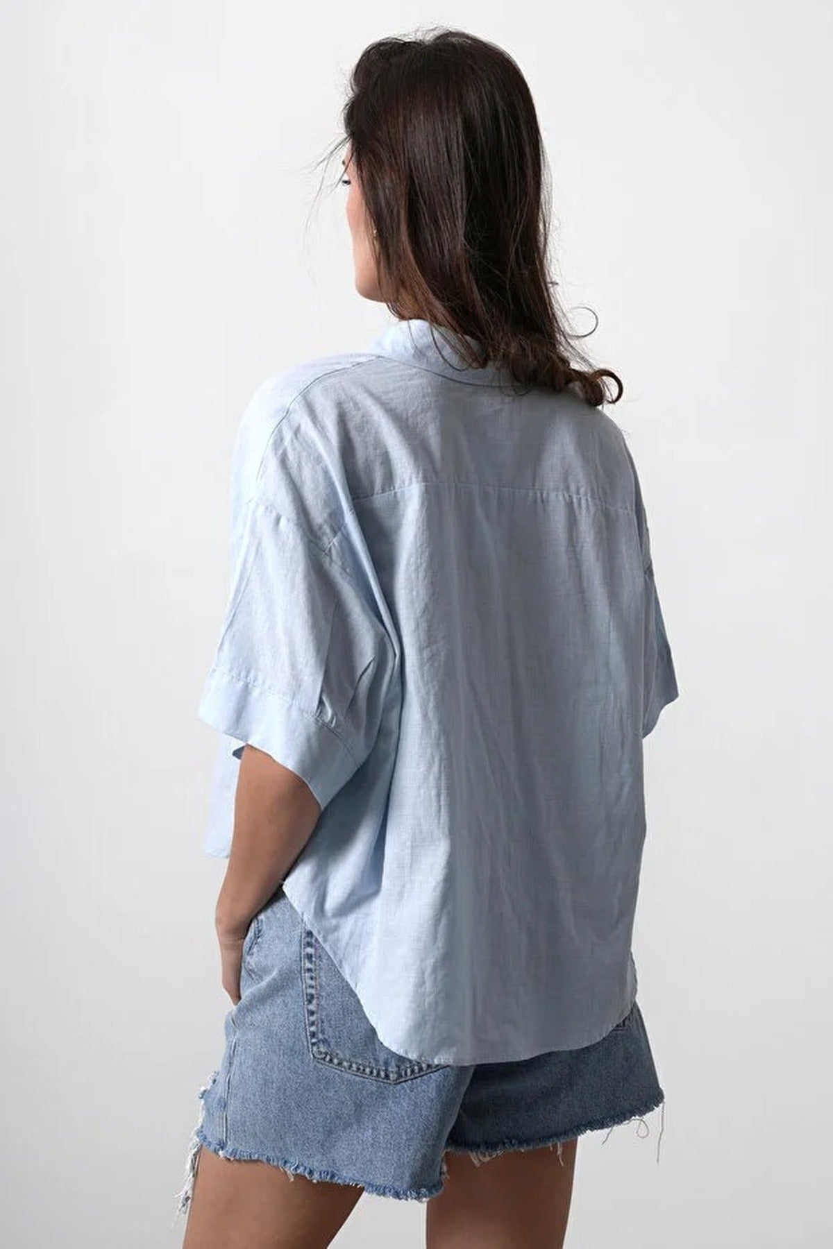 Short-Sleeve Dropped Sleeve Oversize Shirt