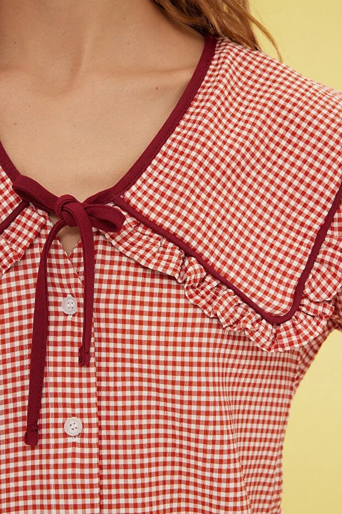 Patterned Baby Collar Woven Shirt