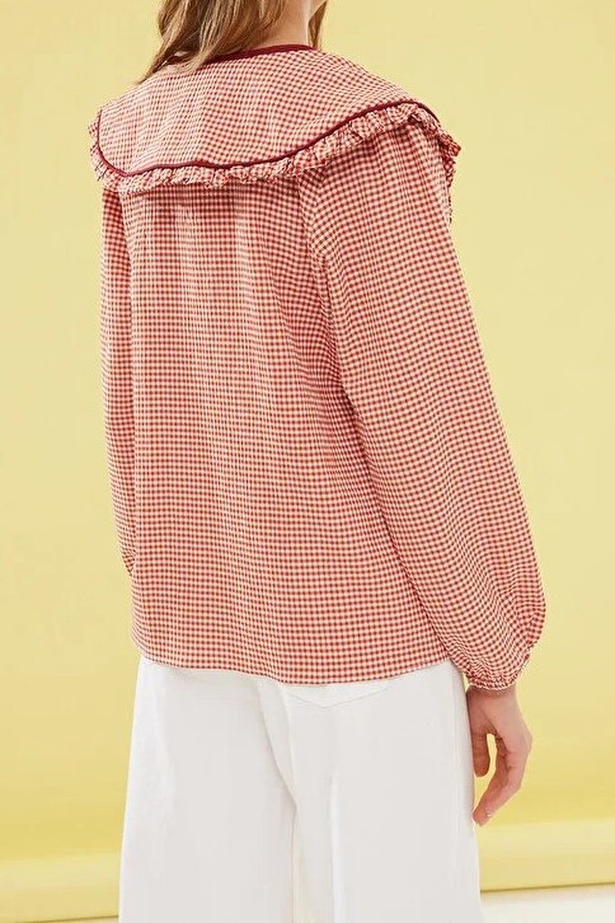 Patterned Baby Collar Woven Shirt