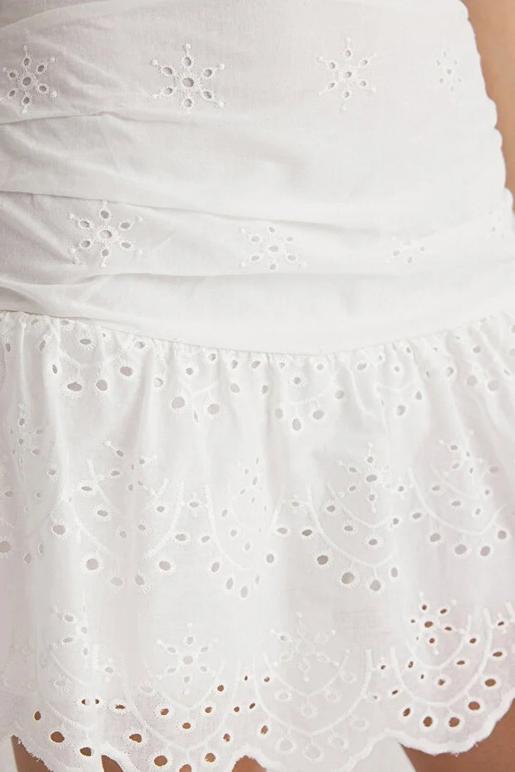 Mini Embroidered Cotton Woven Short Skirt