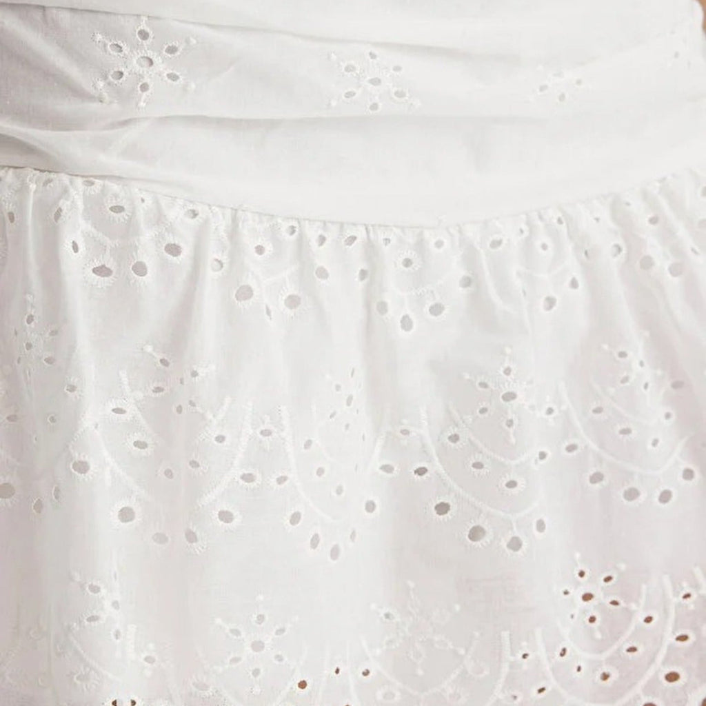 Mini Embroidered Cotton Woven Short Skirt
