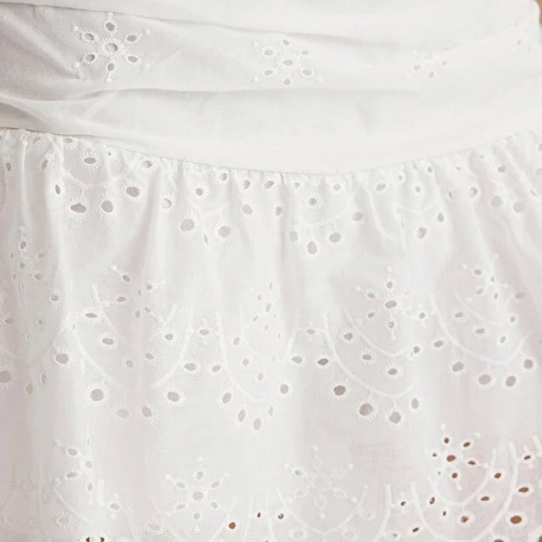 Mini Embroidered Cotton Woven Short Skirt