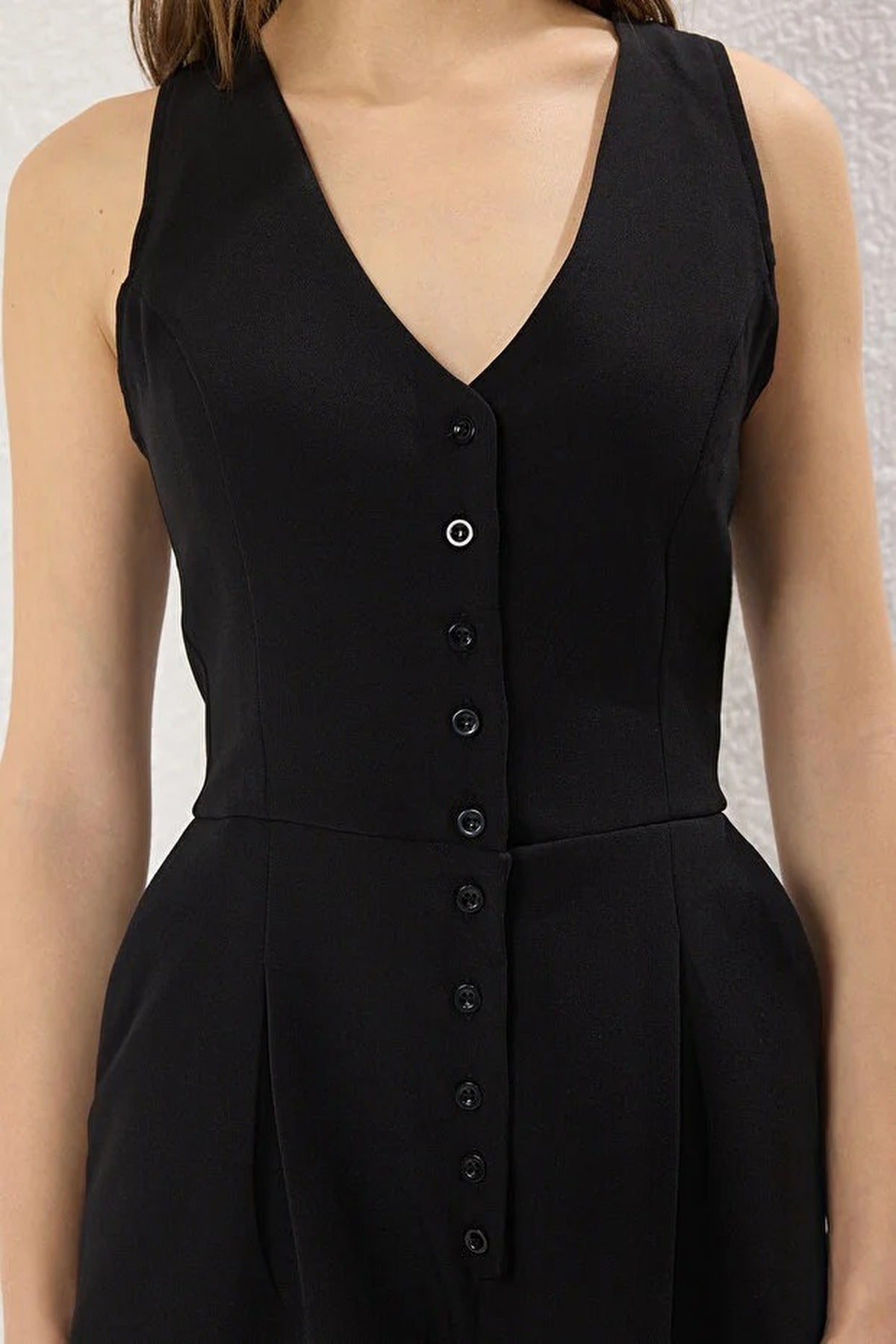 Wide Leg Buttoned Mini Woven Playsuit