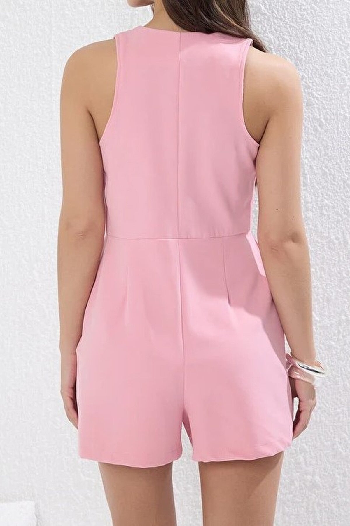 Wide Leg Buttoned Mini Woven Playsuit