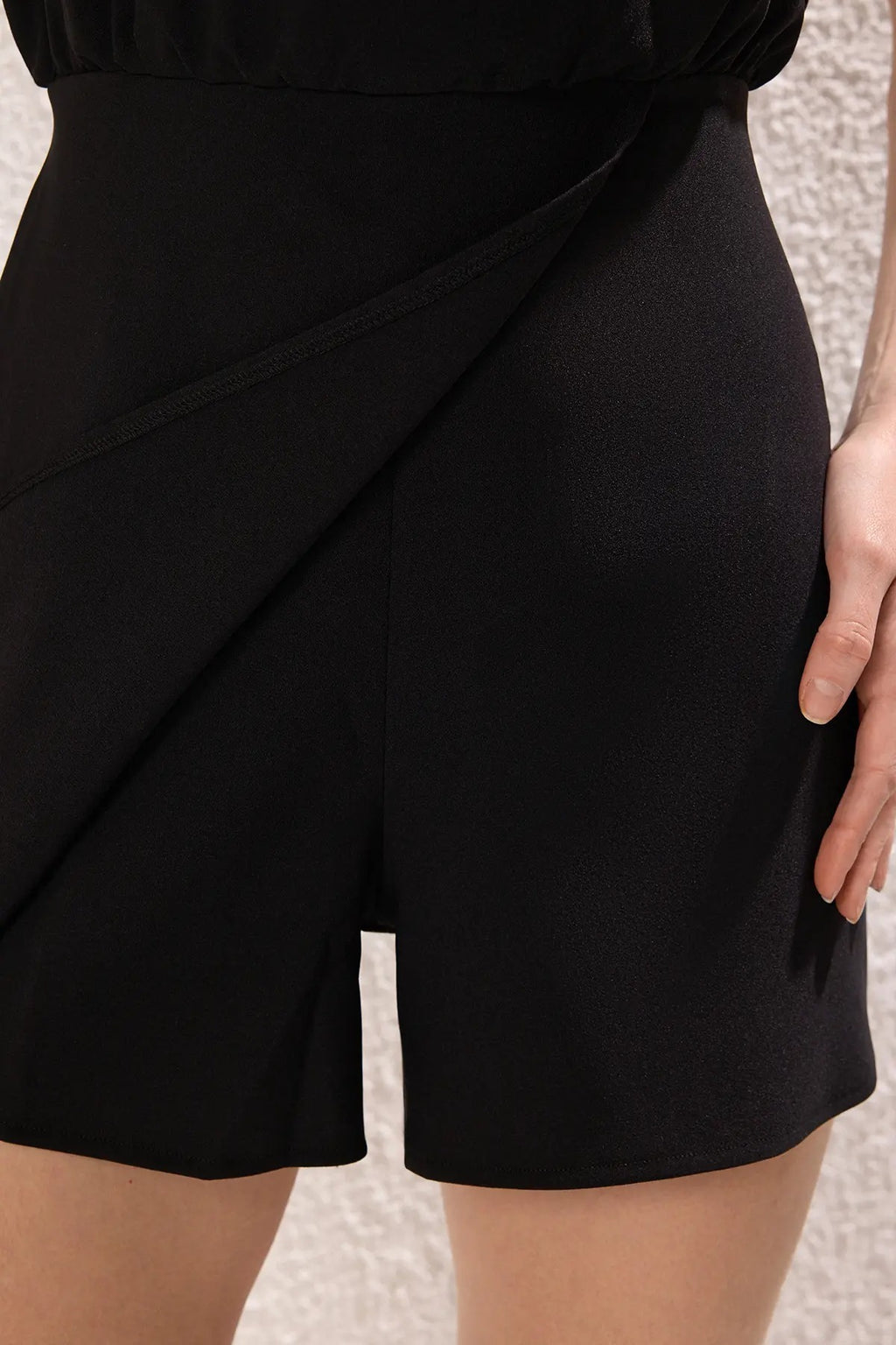 Wide Leg Buckle Detail Mini Woven Jumpsuit