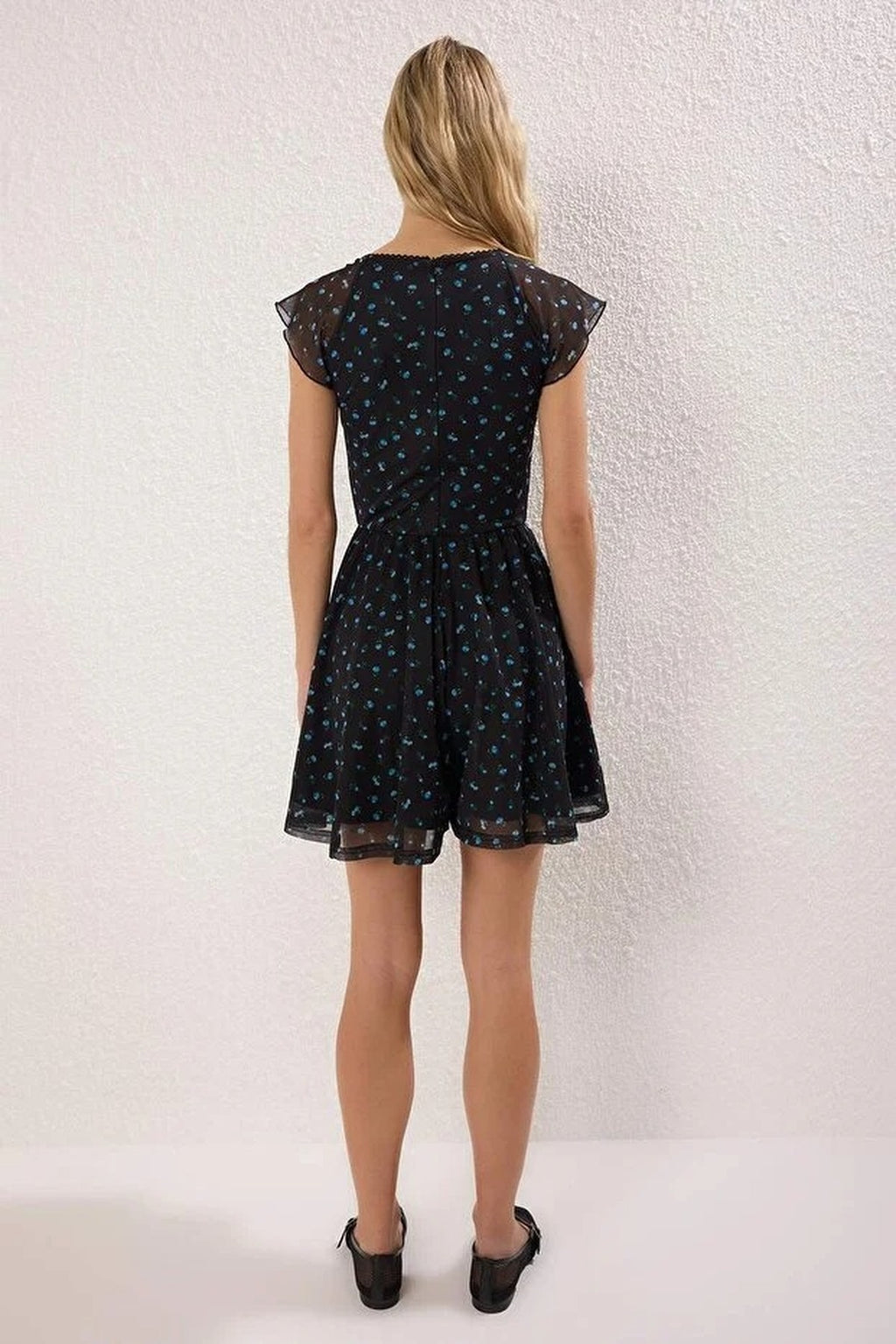 Printed Heart Neckline Shorts Playsuit with Stretch Knit