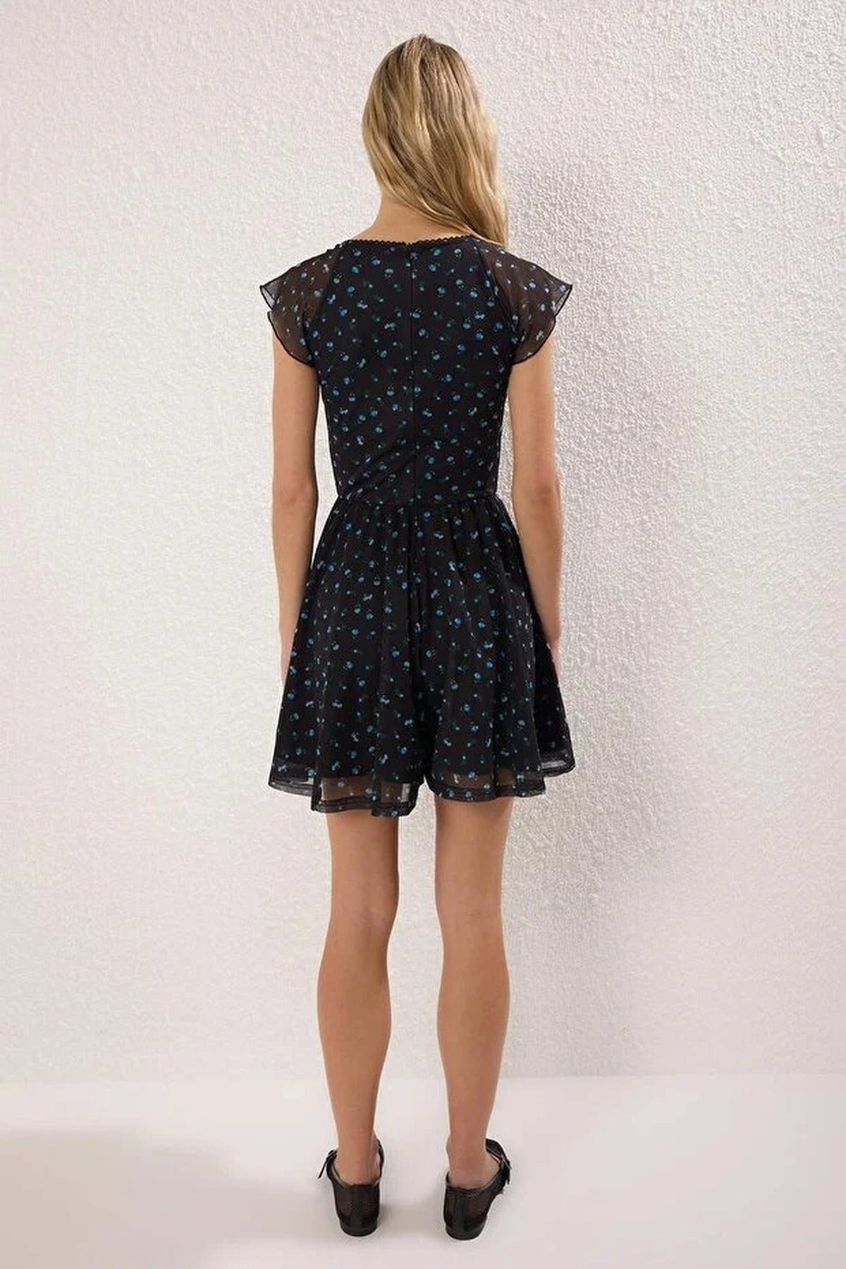 Printed Heart Neckline Shorts Playsuit with Stretch Knit