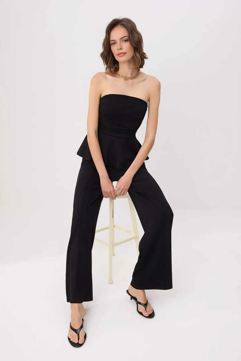 Peplum Sleeveless Wide Leg Soft Touch Co-ord