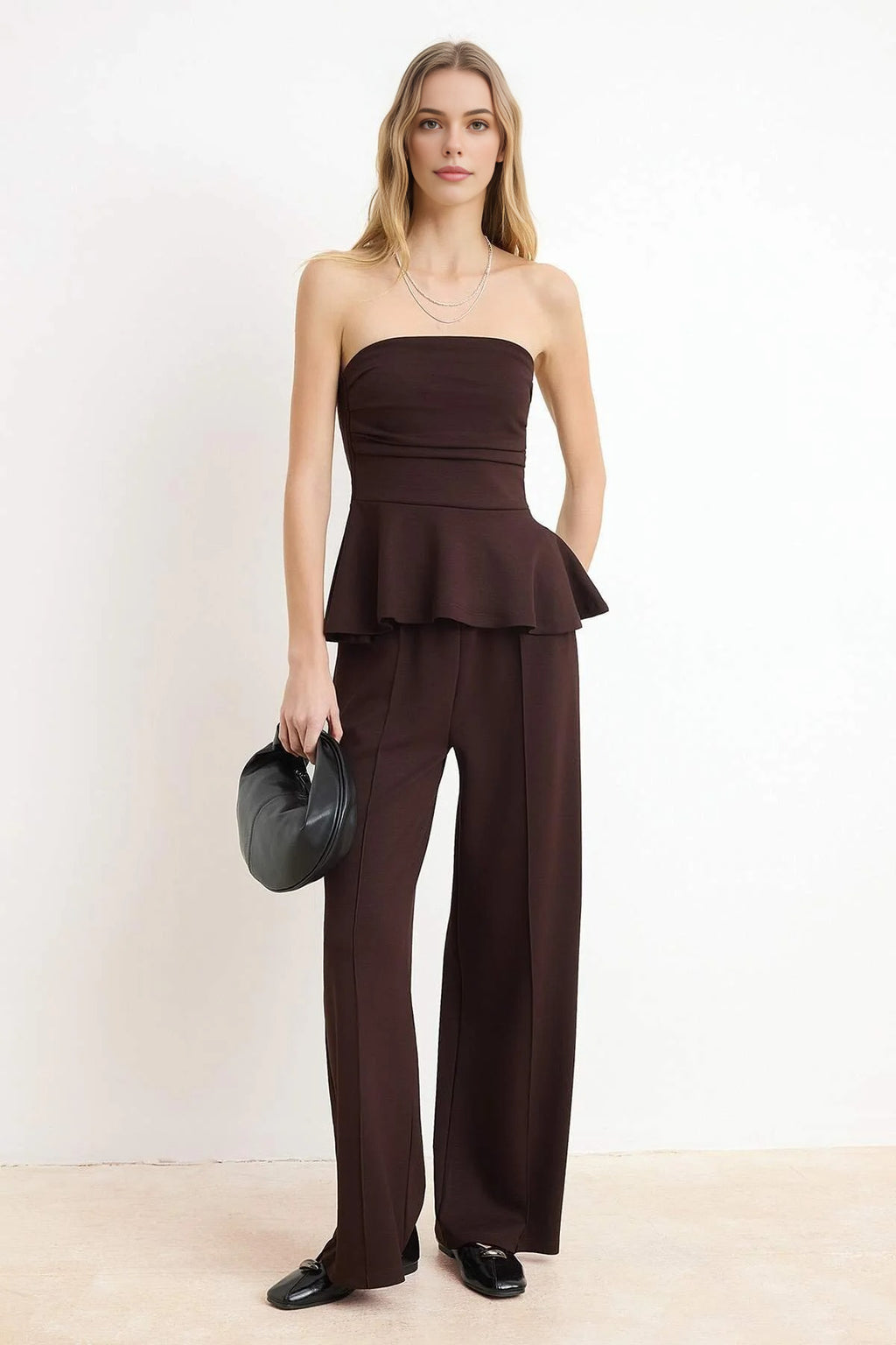 Peplum Sleeveless Wide Leg Soft Touch Co-ord