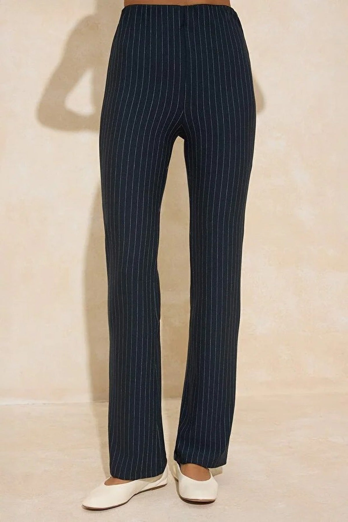 Striped Fitted Snap Button Belted Wide Leg Co-ord