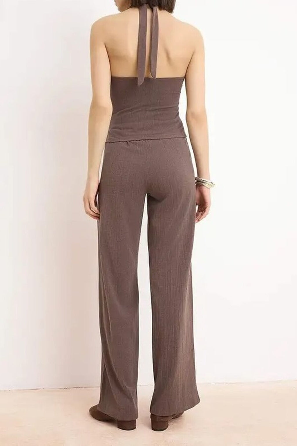 2-Piece Fitted Buttoned Straight Leg Jacquard Knit Top and Bottom Set