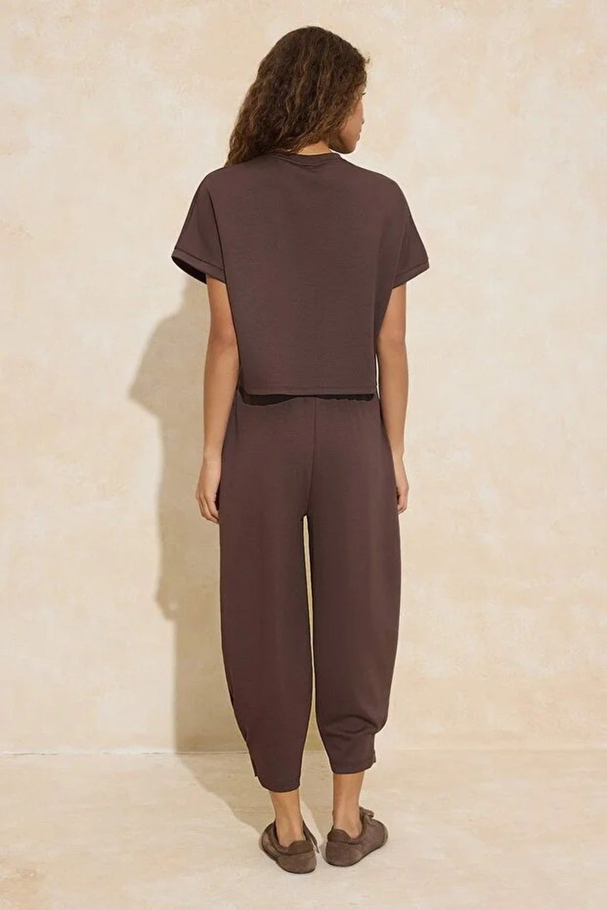 2-Piece Stitching Detail Slim Fit Soft Touch Knitted Top and Bottom Set
