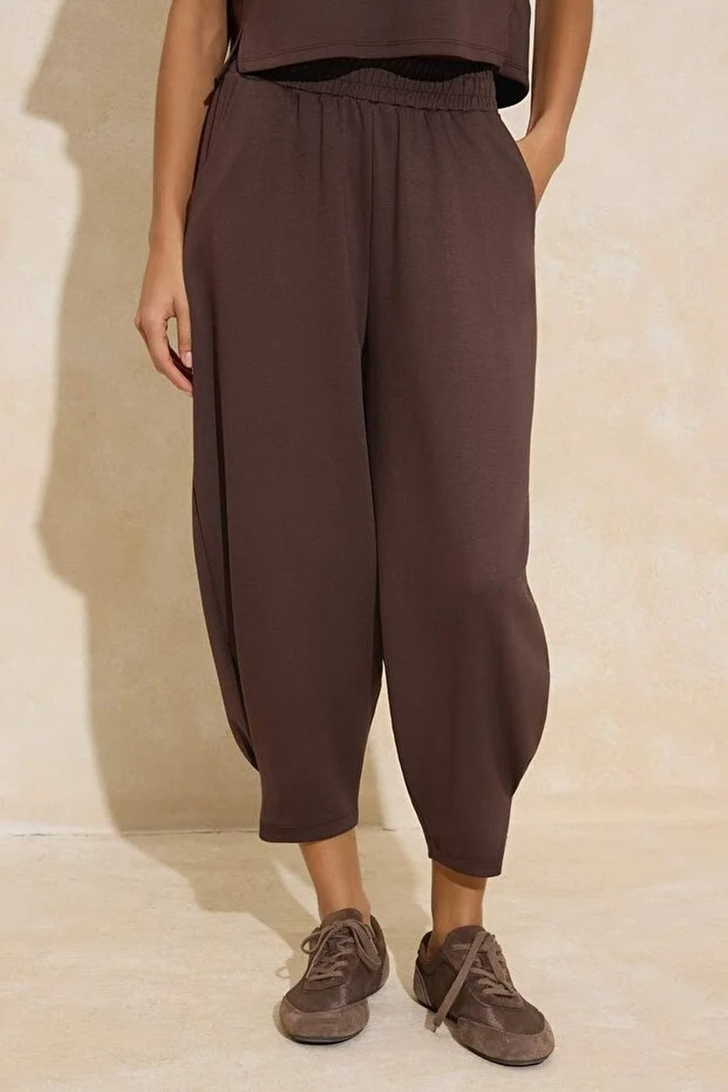 2-Piece Stitching Detail Slim Fit Soft Touch Knitted Top and Bottom Set