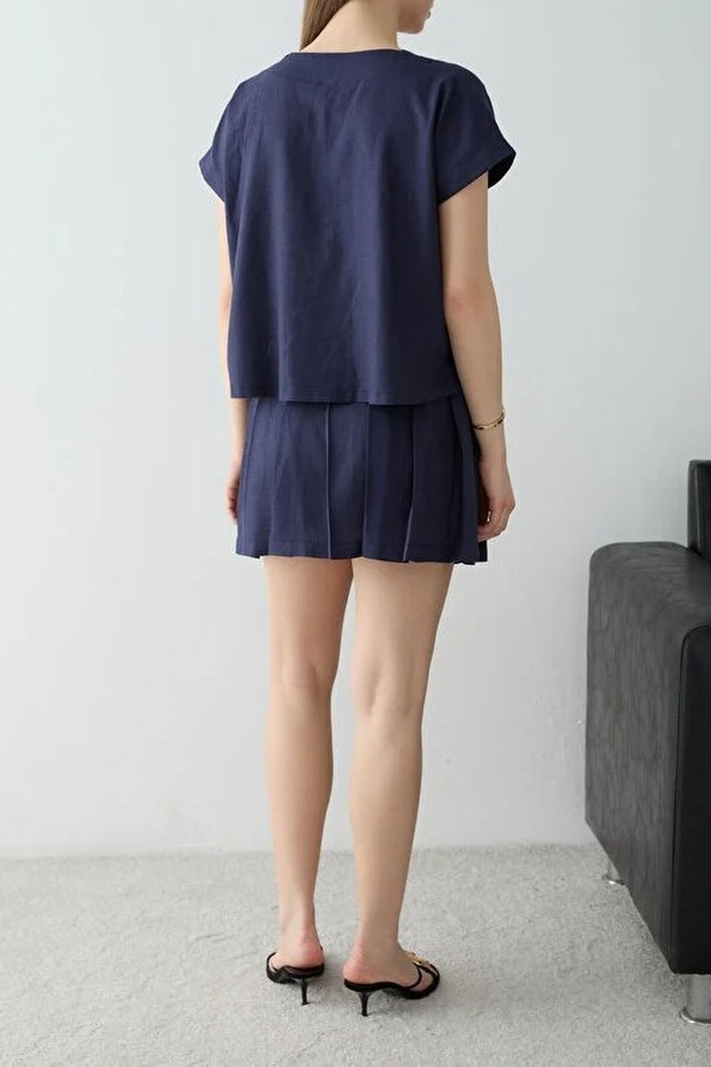 2-Piece Linen Skirt and Blouse Woven Top and Bottom Set