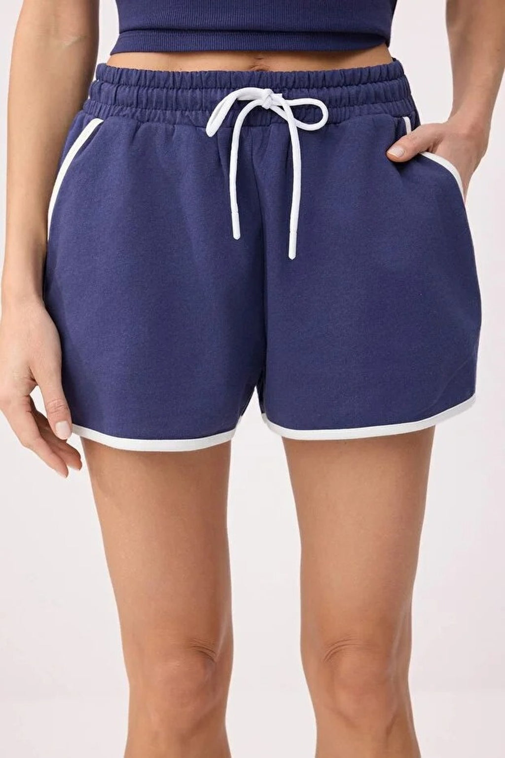 2-Piece Fitted Pocketed Ribbed Stretch Knit Top and Bottom Set