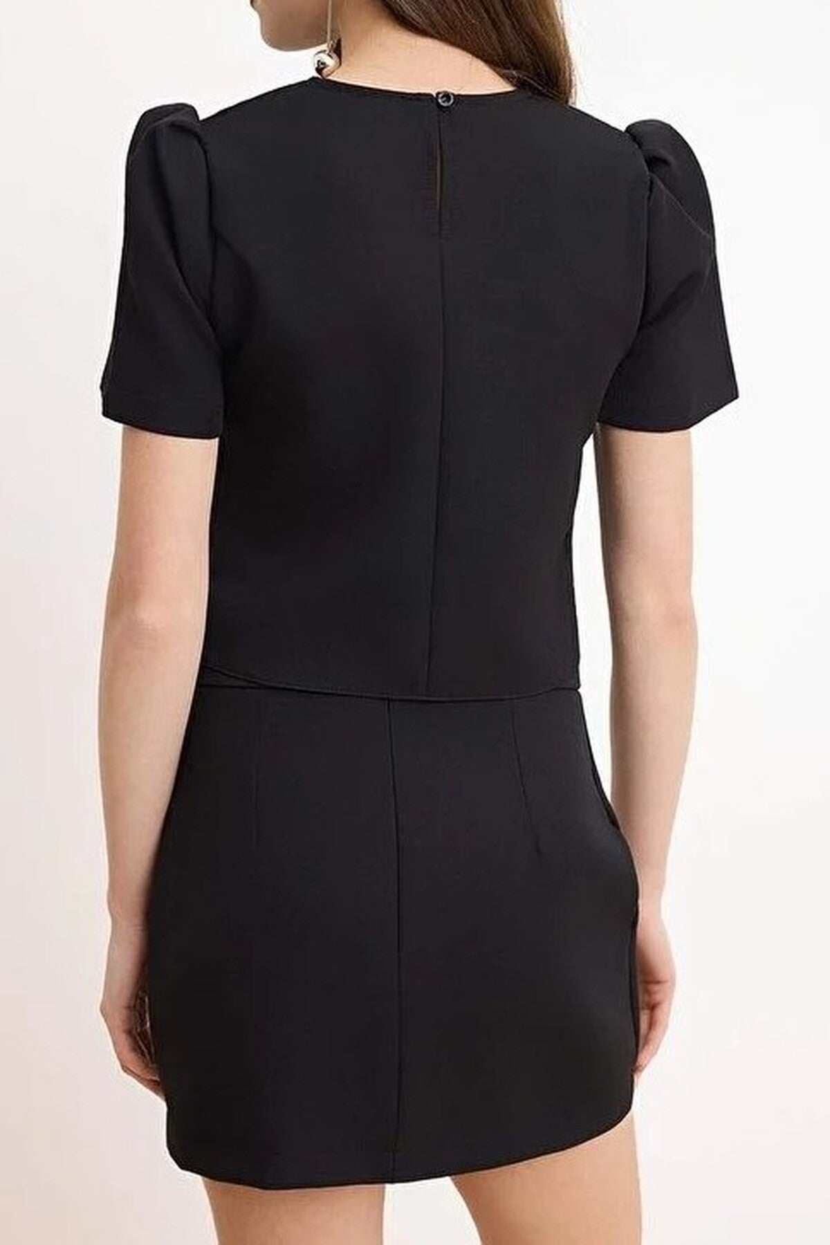 2-Piece Balloon Sleeve Blouse and Mini Skirt Woven Top and Bottom Set