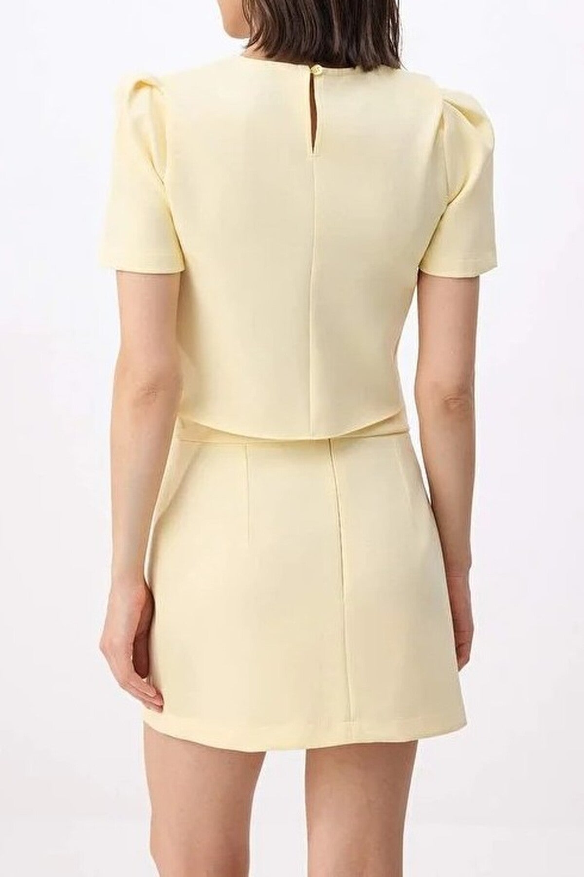 2-Piece Balloon Sleeve Blouse and Mini Skirt Woven Top and Bottom Set