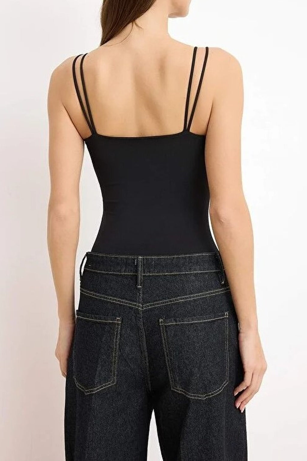 Fitted Sleeveless Bodysuit with Accessory Details and Snap Closure