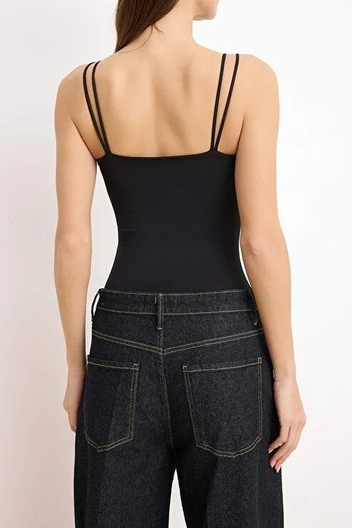 Fitted Sleeveless Bodysuit with Accessory Details and Snap Closure