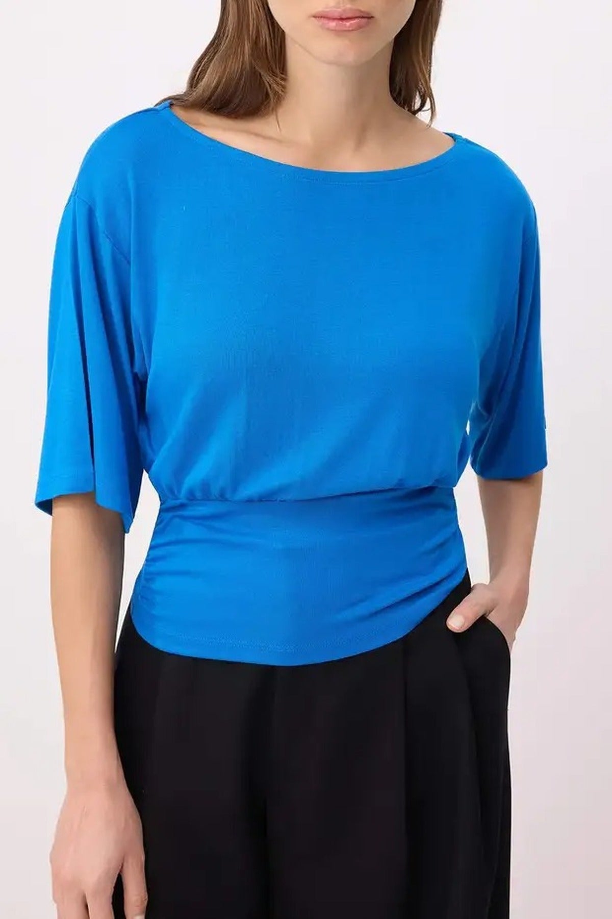 Asymmetric Neck Regular Fit Soft Touch Knit Blouse