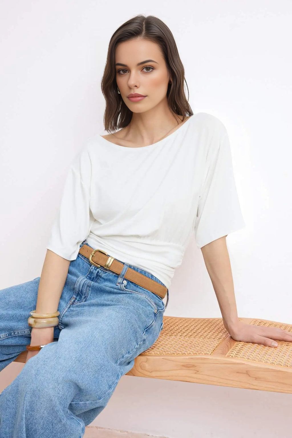 Asymmetric Neck Regular Fit Soft Touch Knit Blouse