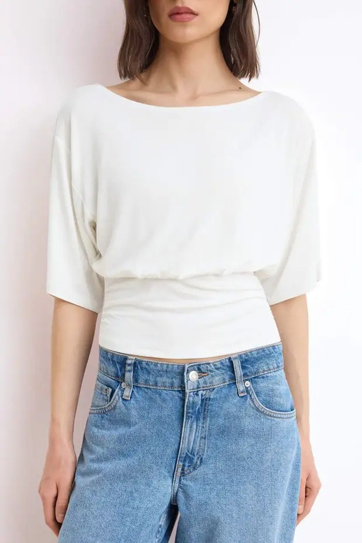 Asymmetric Neck Regular Fit Soft Touch Knit Blouse