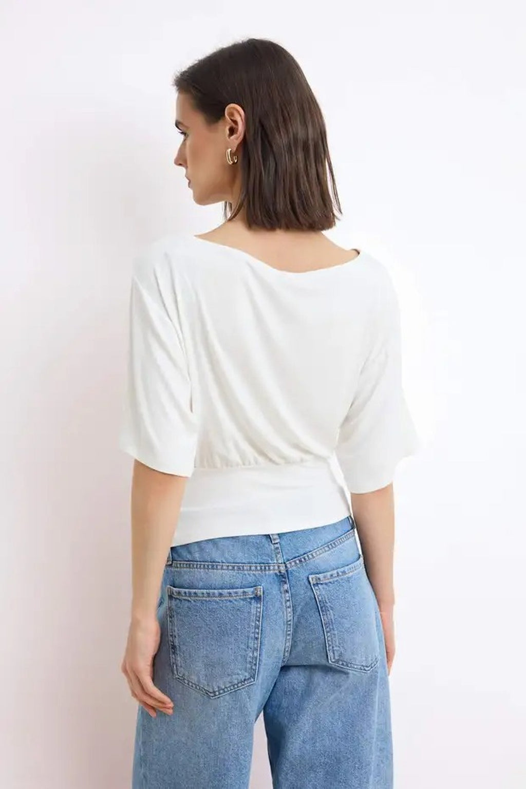 Asymmetric Neck Regular Fit Soft Touch Knit Blouse