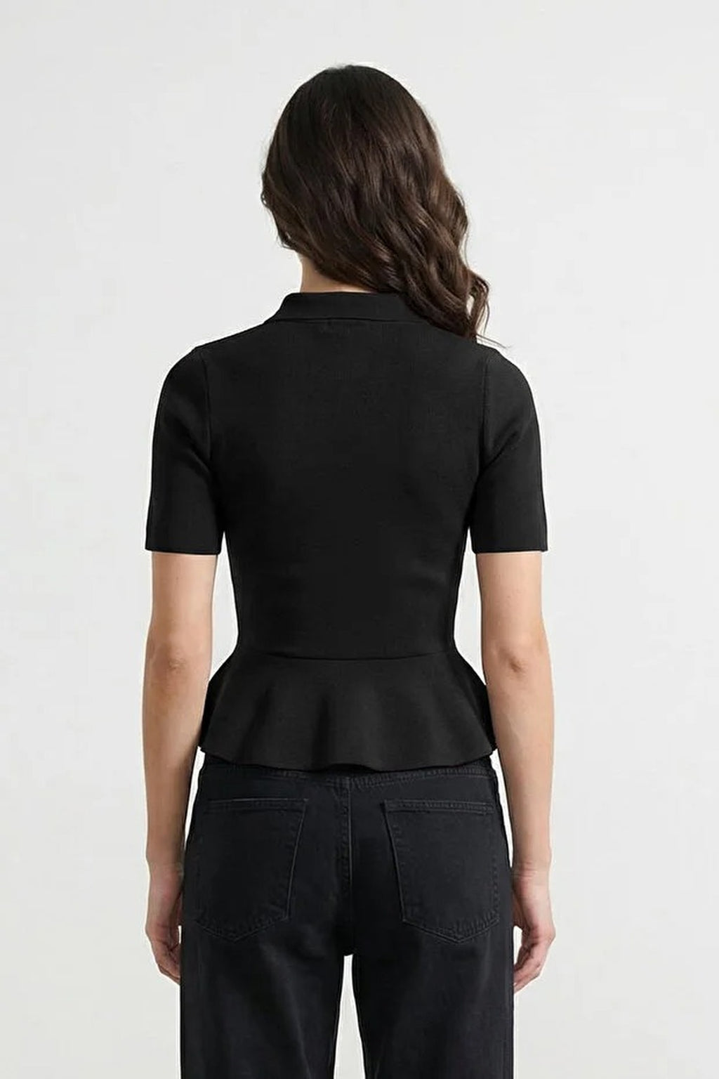 Fitted Waist Button Detail Blouse