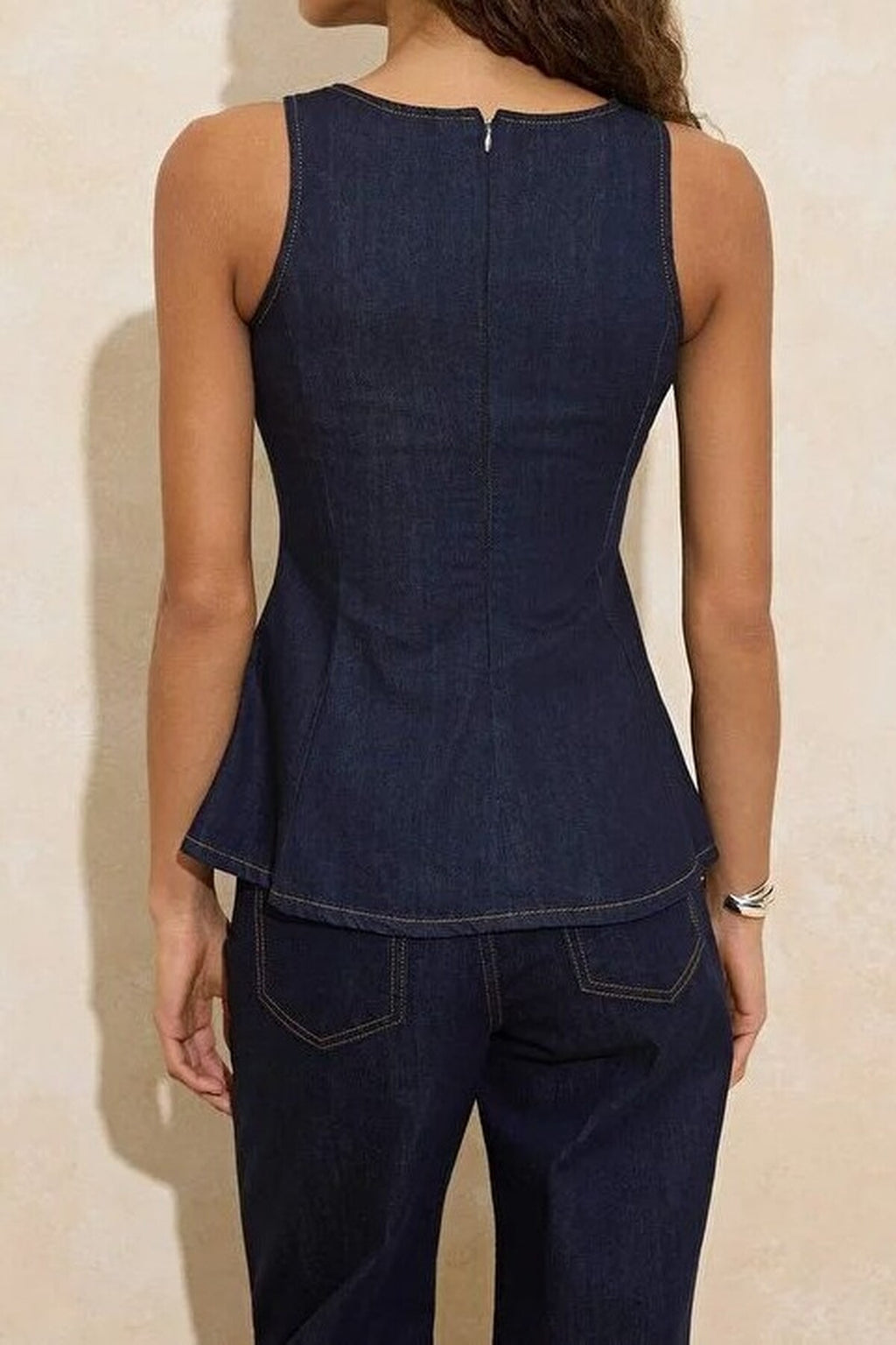 Strappy 100% Cotton Denim Blouse