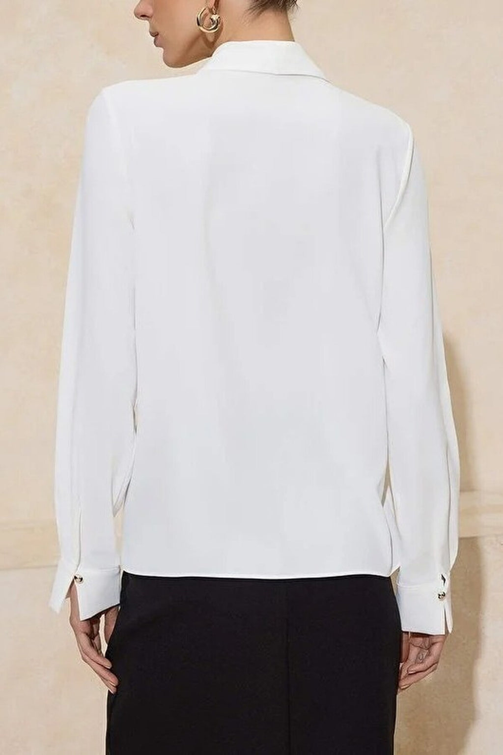 Fular Neck Accessory Detail Long Sleeve Satin Blouse