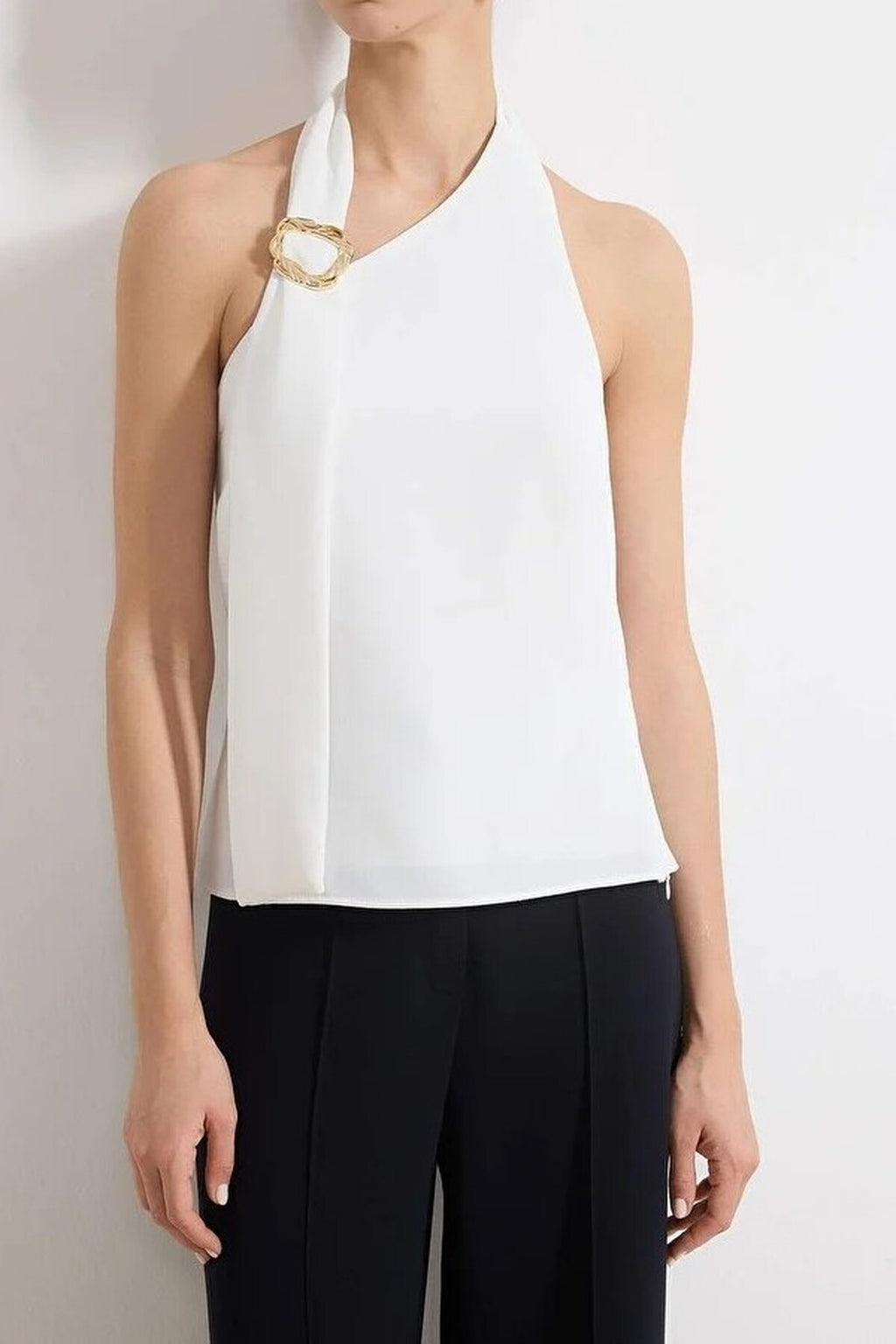 Woven Blouse with Collar Accessory Detail
