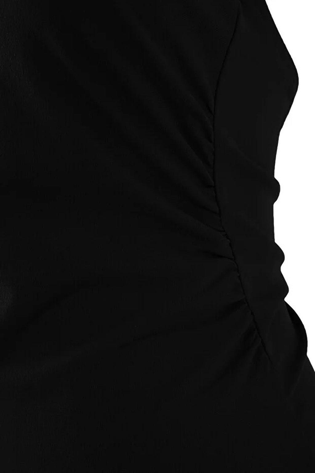 Fitted Halter Neck Gathered Paper Touch Knit Blouse