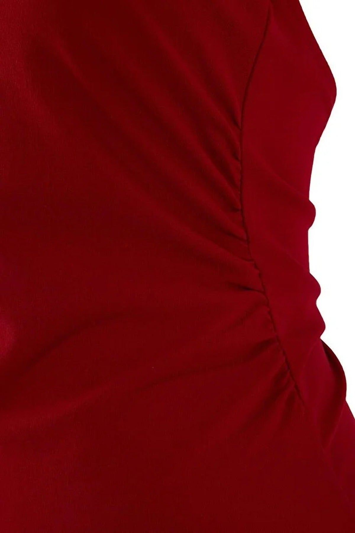 Fitted Halter Neck Gathered Paper Touch Knit Blouse