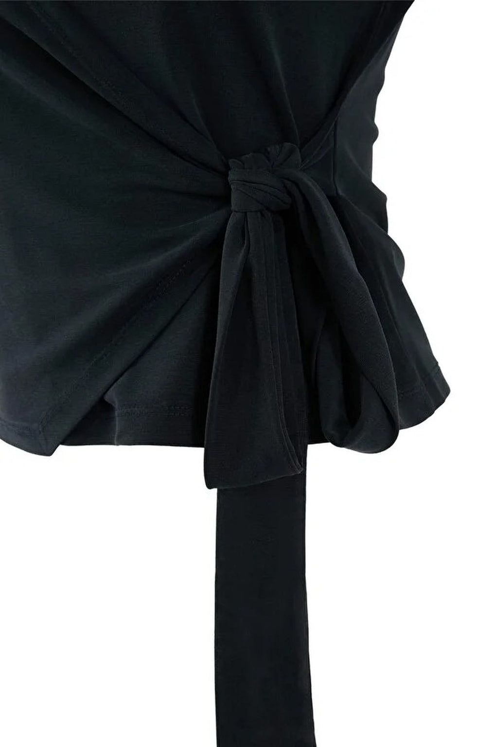 Fitted Wrap Boat Neck Knitted Blouse with Tie Detail