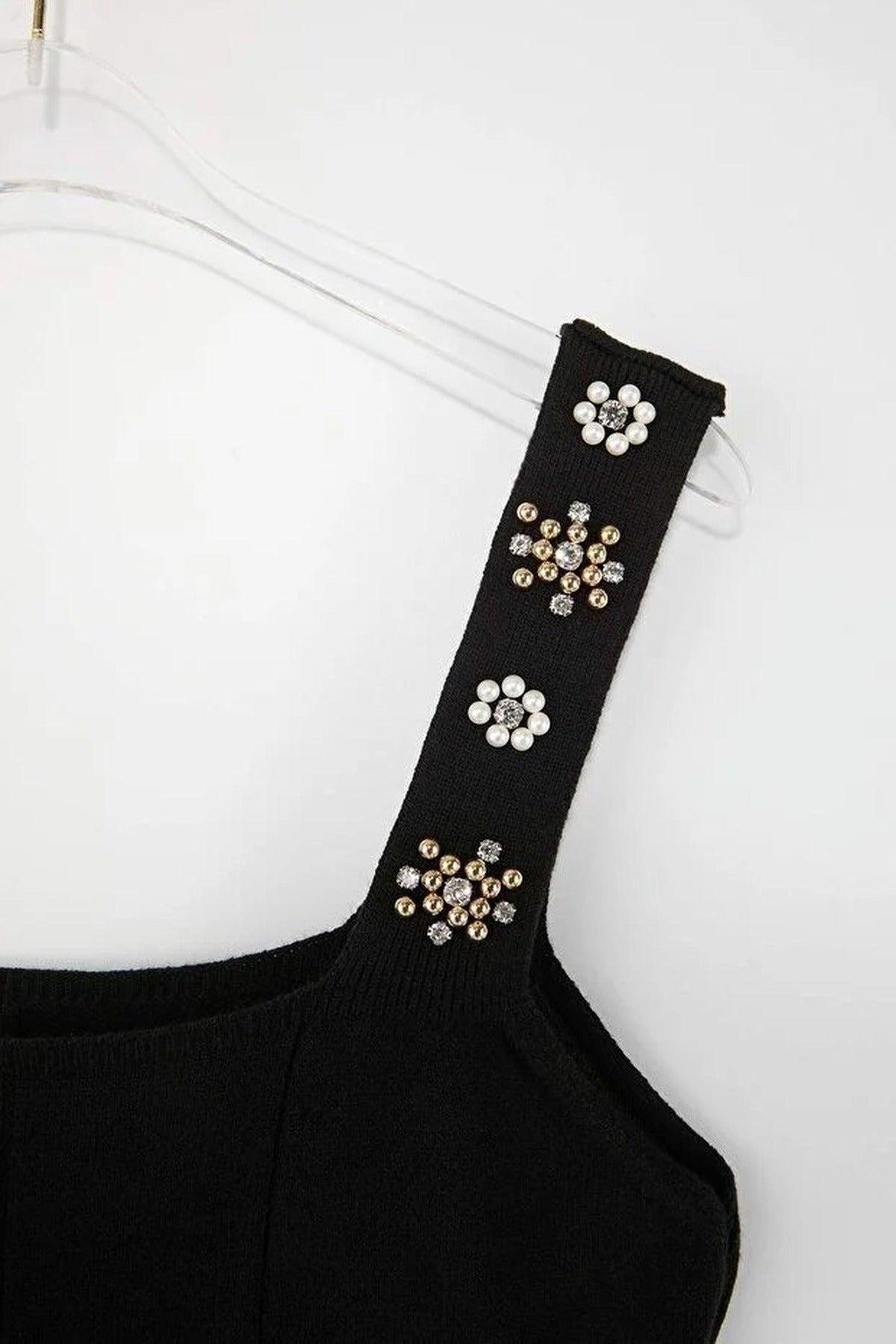 Premium Yarn Square Neck Embellished Peplum Knit Blouse