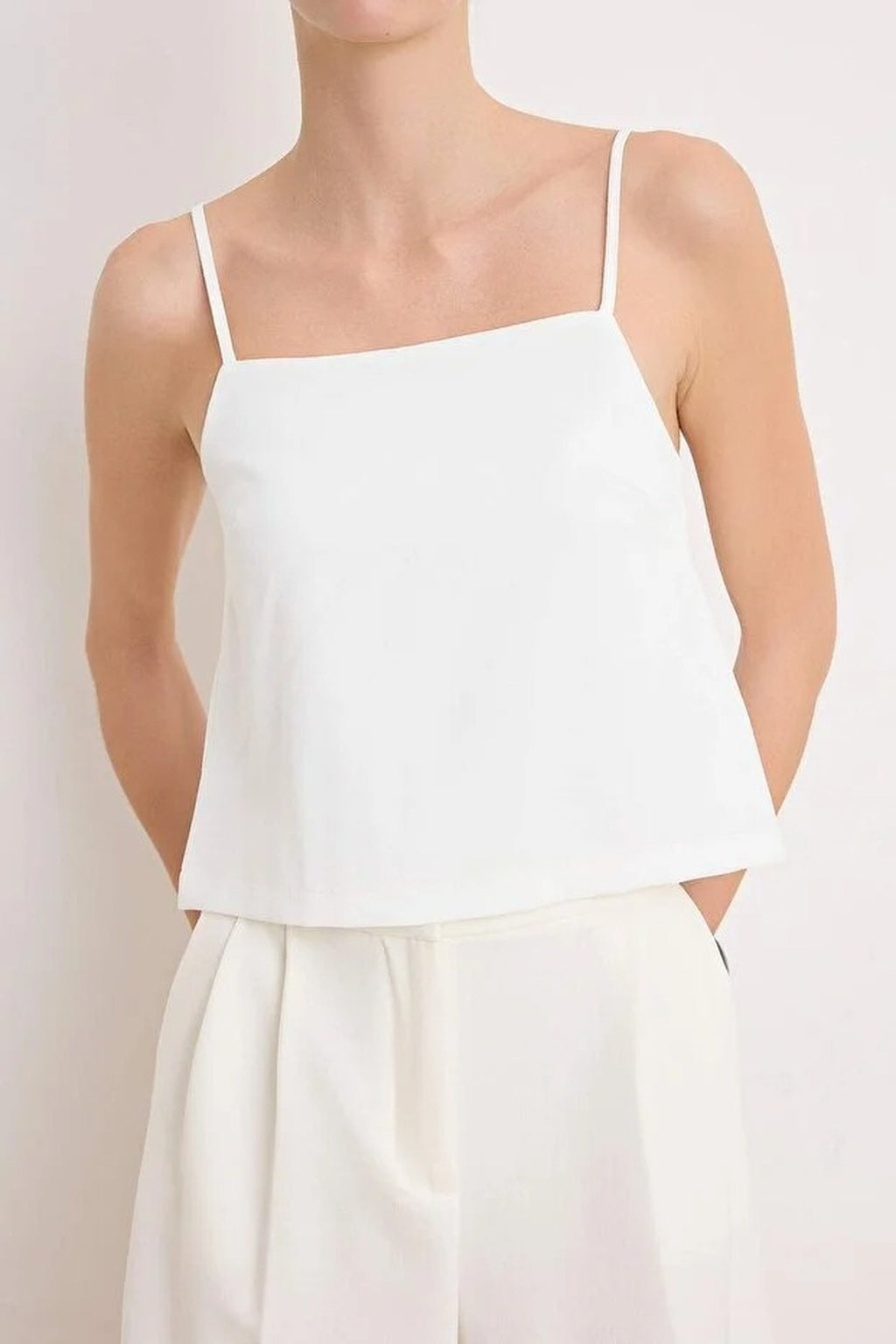 Back Button Detail Lined Woven Blouse