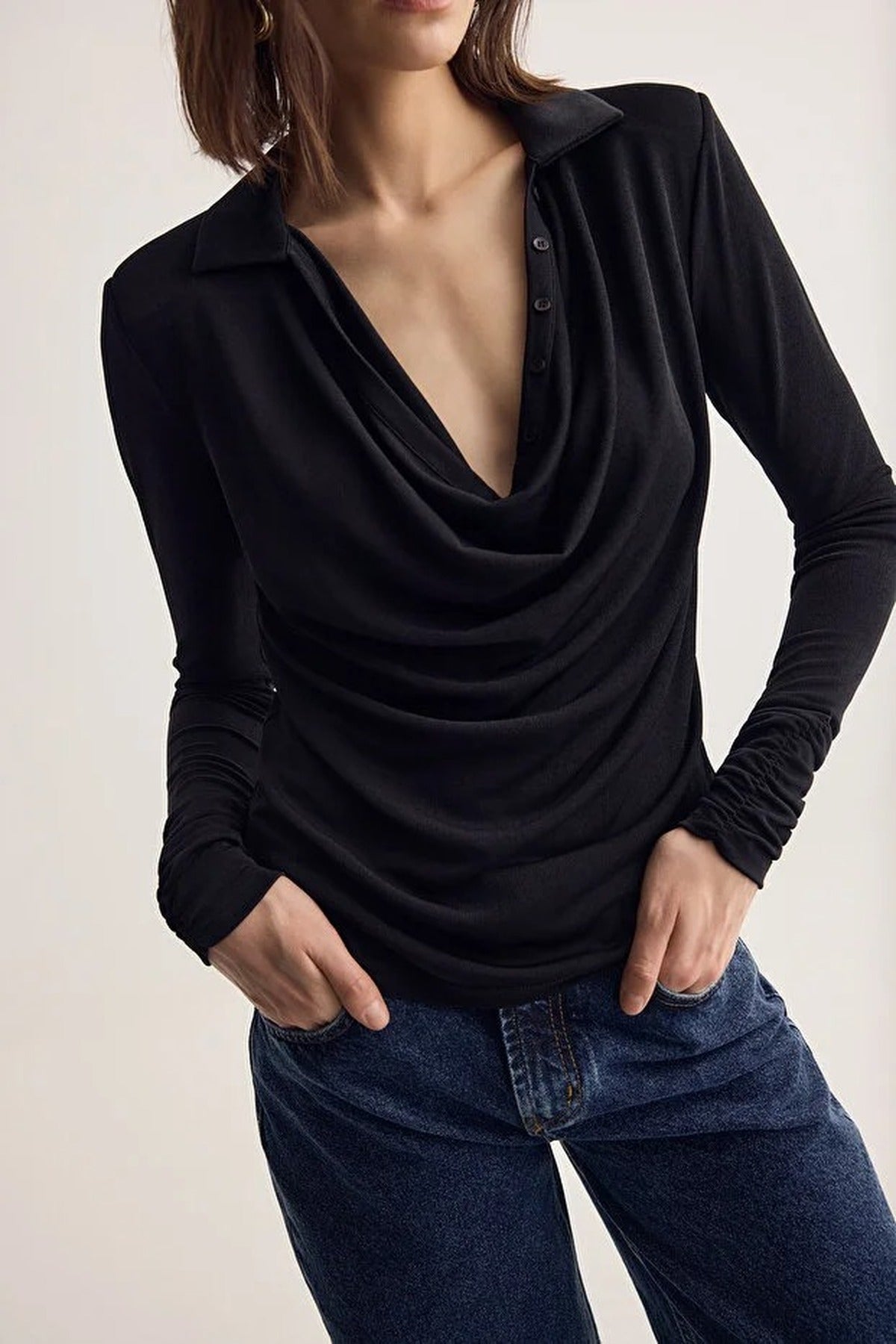 V-Neck Knit Blouse