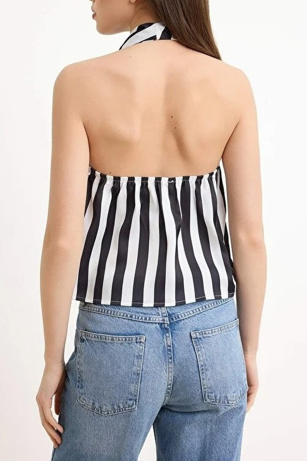 Striped V-neck Woven Blouse
