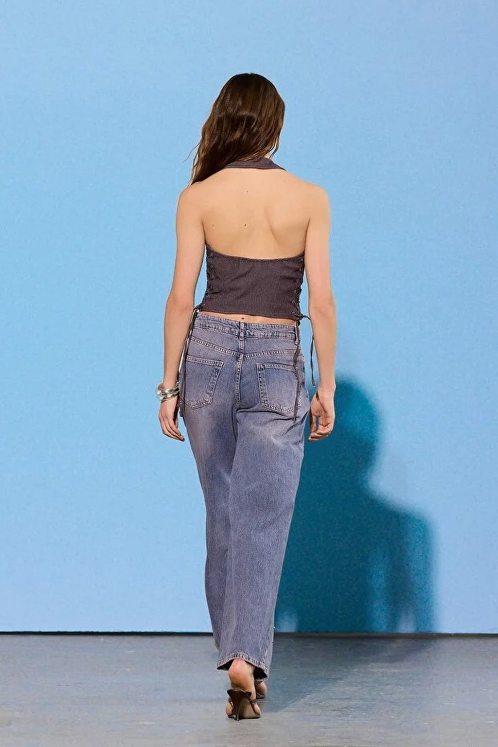 Limited Edition Eyelet Tie Detail Fitted Sleeveless Blouse