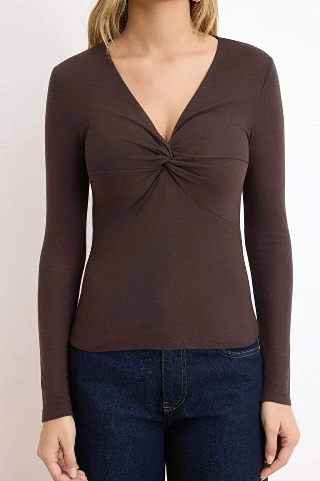 Regular V-Neck Short Sleeved Soft Knitted Blouse