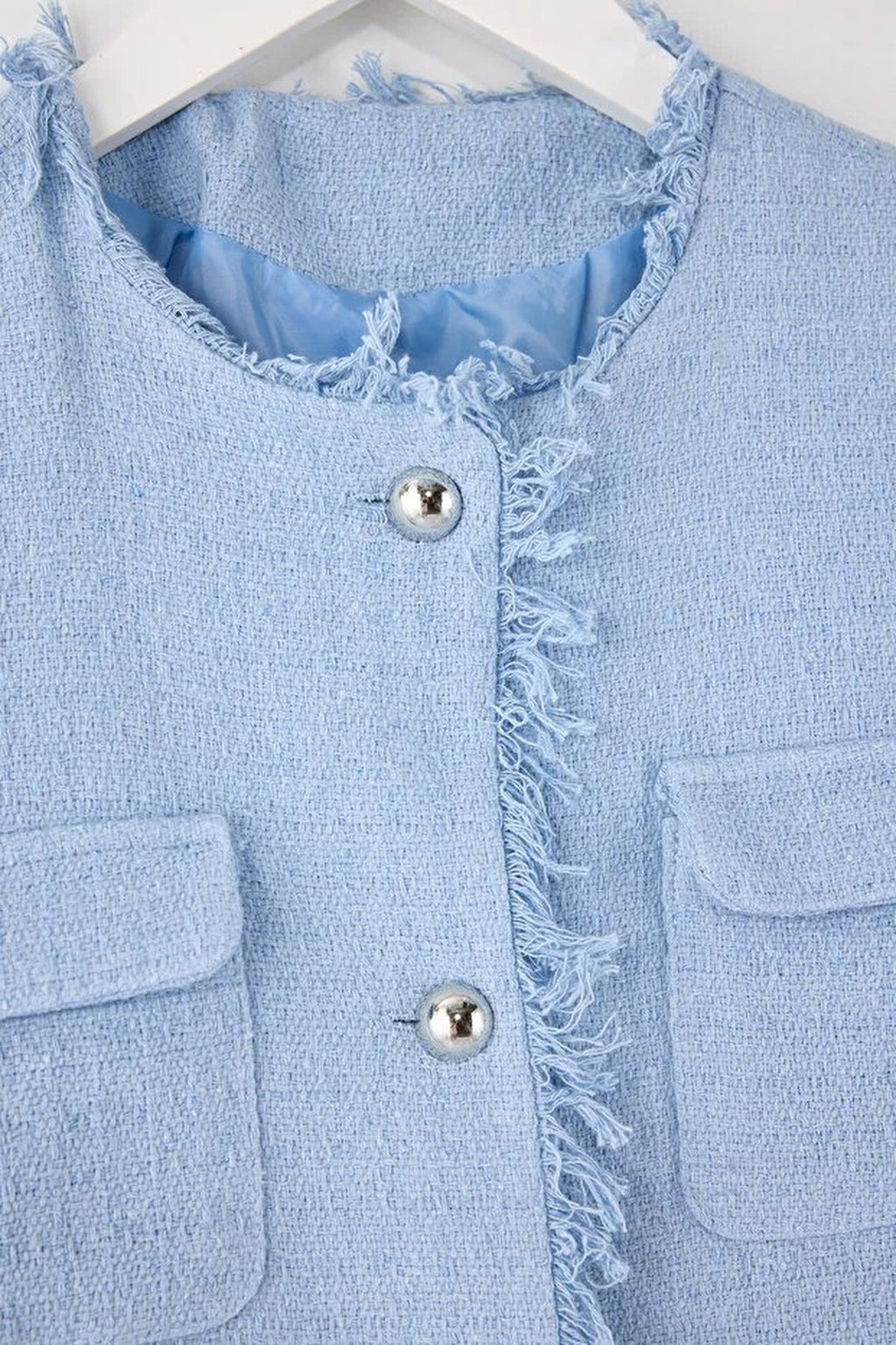 Woven Tweed Jacket with Accessory Buttons