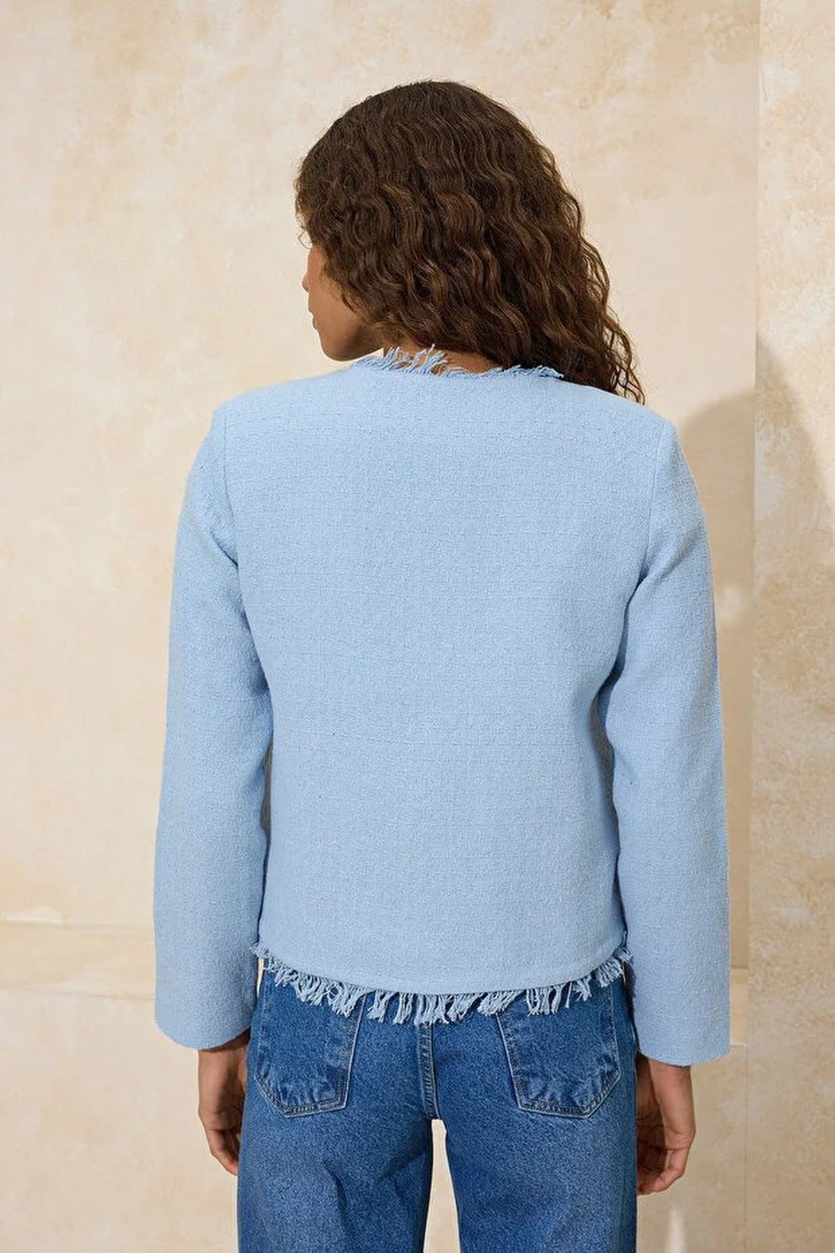 Woven Tweed Jacket with Accessory Buttons