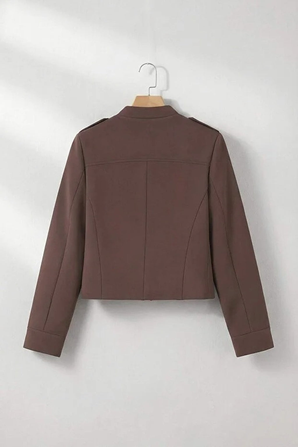 Fitted Zippered Lined Button Detail Napoleon Jacket