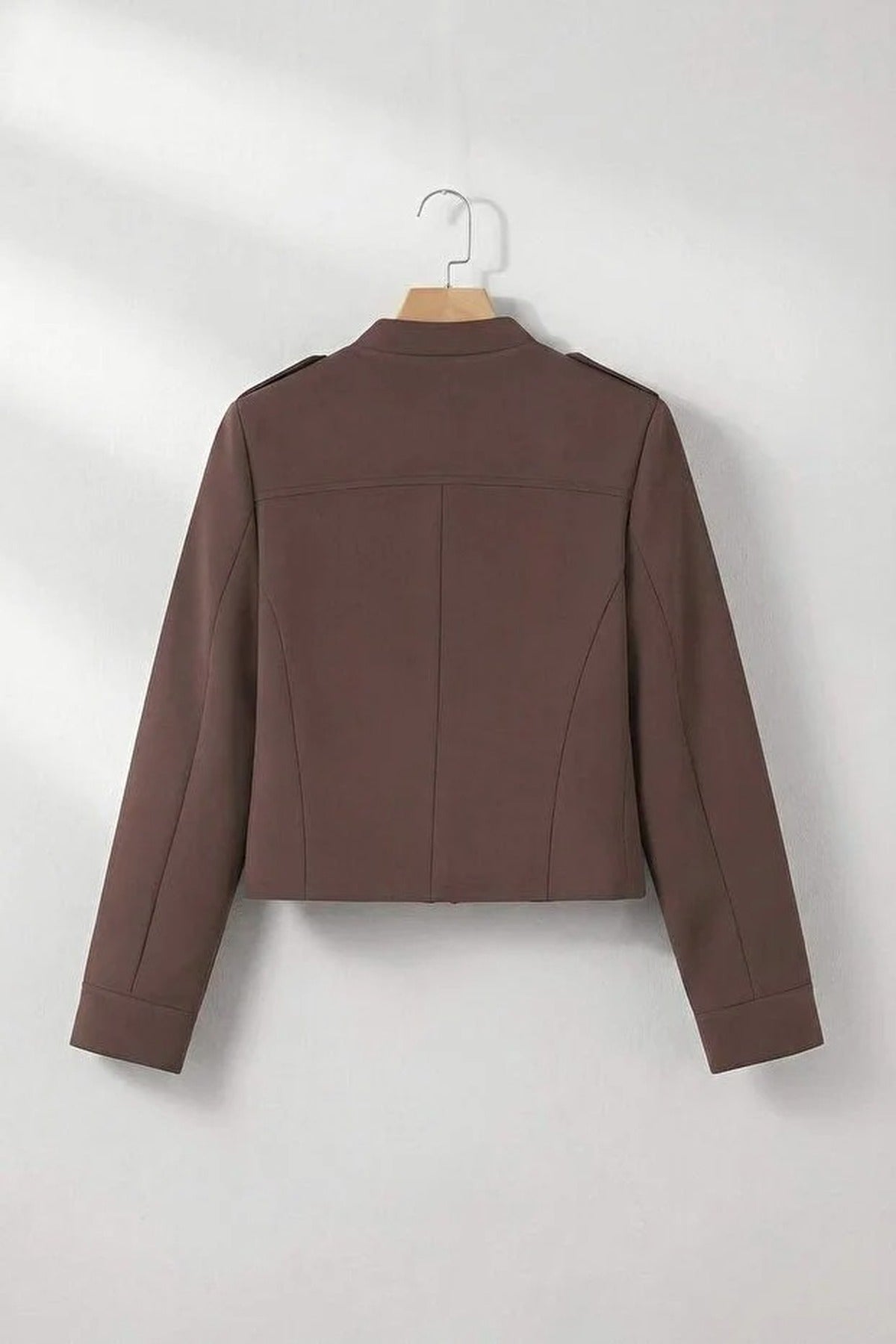Fitted Zippered Lined Button Detail Napoleon Jacket