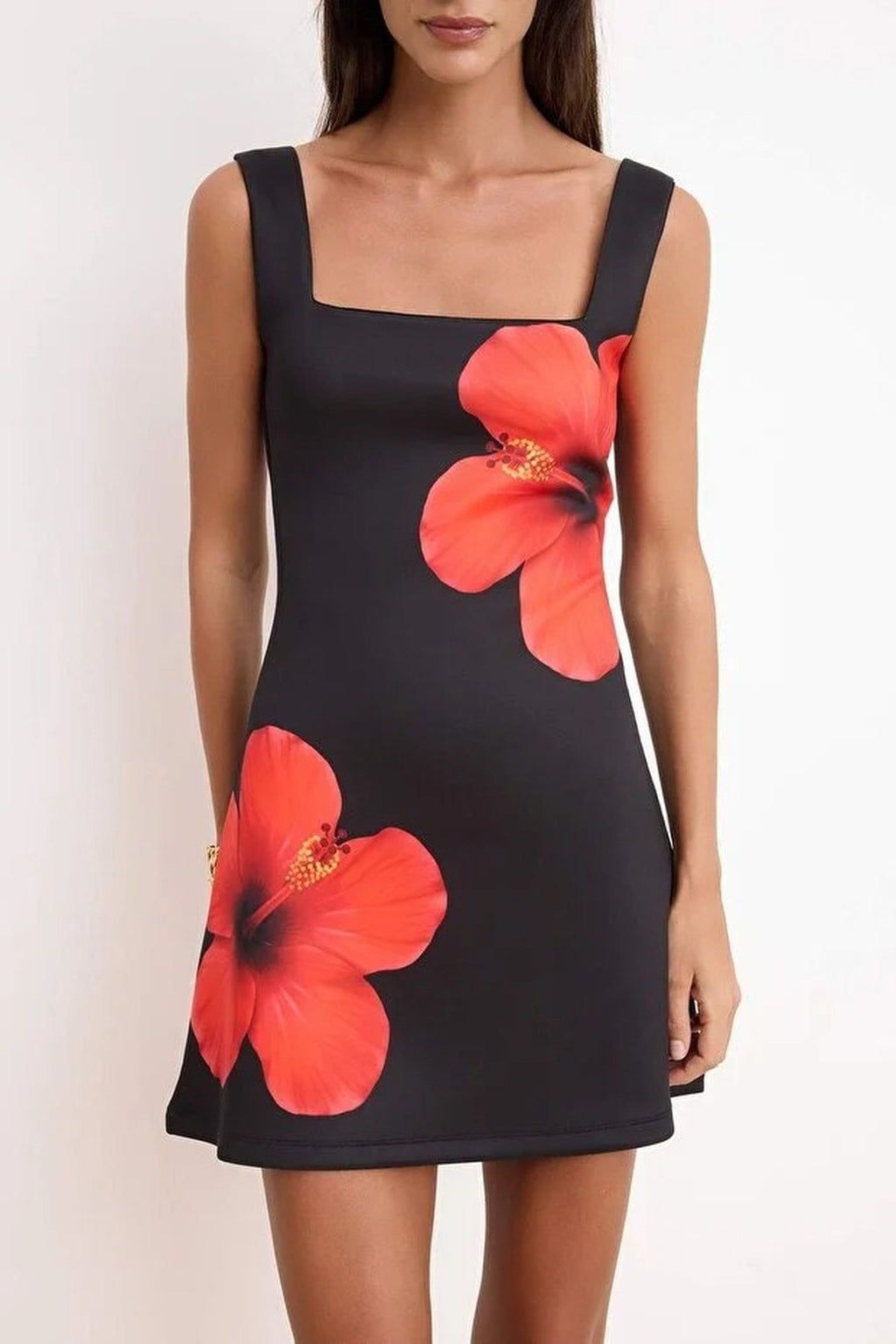 Square Neck Sleeveless Mini Knit Dress